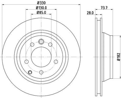 Диск гальмівний з покриттям PRO; задн. PAGID HELLA 8DD355109-821