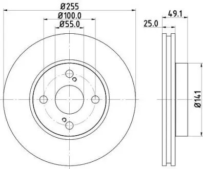 Тормозной диск перед. Corolla/Prius 02- PAGID HELLA 8DD355110-431
