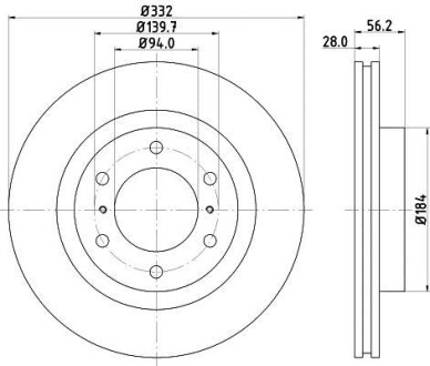 Тормозной диск перед. Pajero IV 06- PAGID HELLA 8DD355119-081