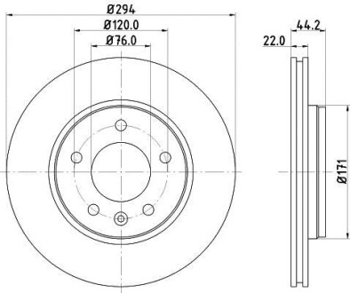 Диск гальмівний з покриттям PRO; задн. PAGID HELLA 8DD355109-701