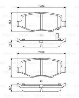 Комплект тормозных колодок, дисковый тормоз BOSCH 0986494706