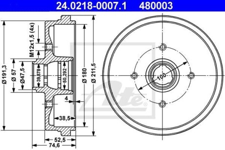 Тормозной барабан ATE 24021800071