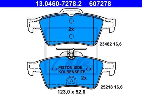 Гальмівні колодки, дискові 13.0460-7278.2 ATE 13046072782