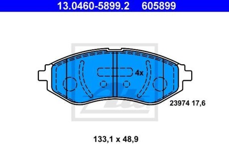 Гальмівні колодки, дискові 13.0460-5899.2 ATE 13046058992