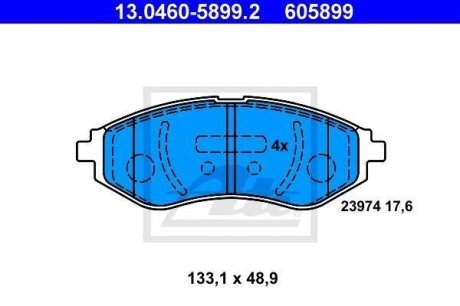 Комплект тормозных колодок, дисковый тормоз 13.0460-5899.2 ATE 13046058992 (фото 1)
