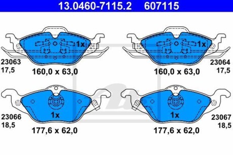 Гальмівні колодки, дискові 13.0460-7115.2 ATE 13046071152