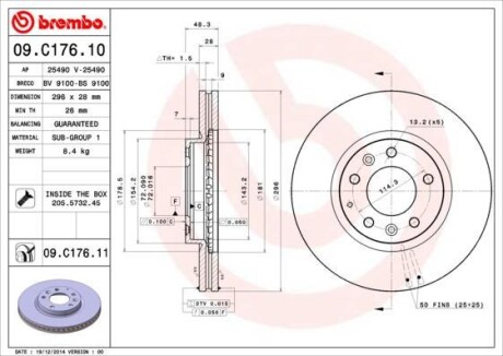 Тормозной диск BREMBO 09.C176.11