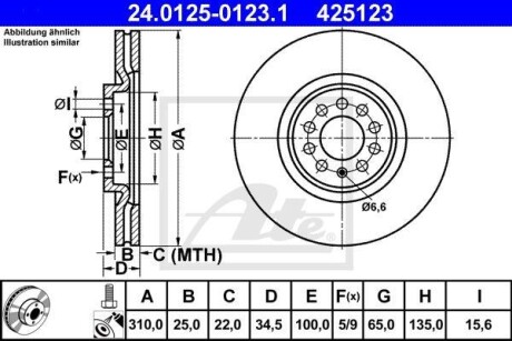 Гальмівний диск 24.0125-0123.1 ATE 24012501231