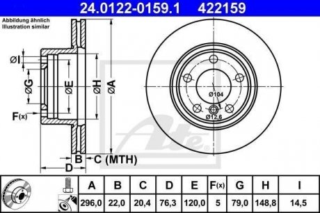 Тормозной диск 24.0122-0159.1 ATE 24012201591 (фото 1)
