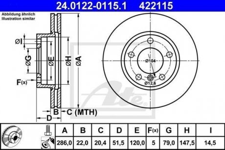 Тормозной диск 24.0122-0115.1 ATE 24012201151 (фото 1)