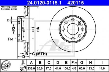Тормозной диск 24.0120-0115.1 ATE 24012001151 (фото 1)