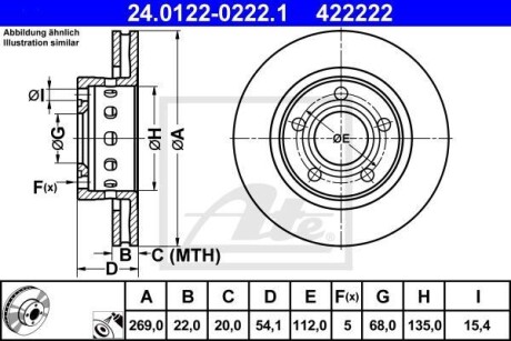 Гальмівний диск 24.0122-0222.1 ATE 24012202221