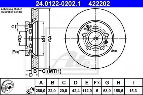 Тормозной диск 24.0122-0202.1 ATE 24012202021