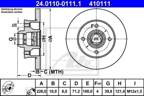 Гальмівний диск 24.0110-0111.1 ATE 24011001111