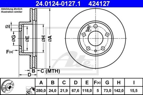 Гальмівний диск 24.0124-0127.1 ATE 24012401271