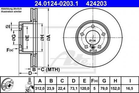 Тормозной диск 24.0124-0203.1 ATE 24012402031 (фото 1)