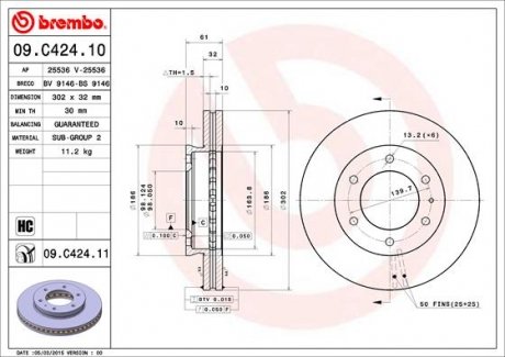 Тормозной диск BREMBO 09.C424.11