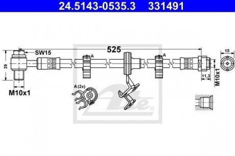 Тормозной шланг ATE 24.5143-0535.3 (фото 1)