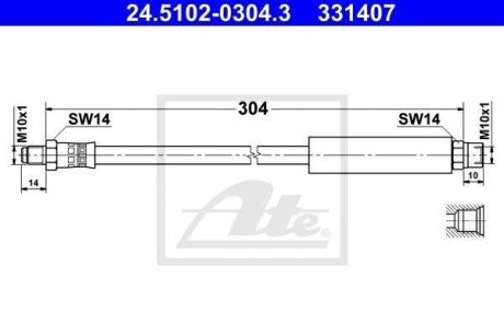 Гальмівний шланг ATE 24.5102-0304.3 (фото 1)