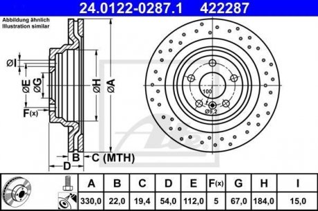 Тормозной диск ATE 24.0122-0287.1
