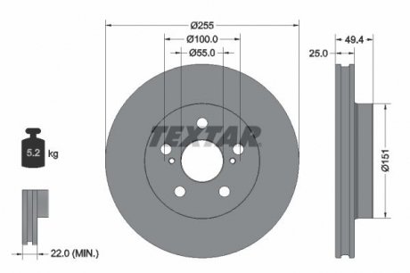 Гальмівний диск (TMD) TEXTAR 92301703 (фото 1)