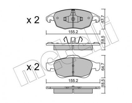 Комплект гальмівних колодок з 4 шт. дисків METELLI 22-0800-0
