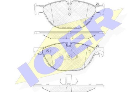 Колодки гальмівні (передні) BMW 5 (F07/F10/F11) 09-17/6 (F06/F13) 11-18/7 (F01/F02/F03/F04) 08-15 ICER 181961 (фото 1)