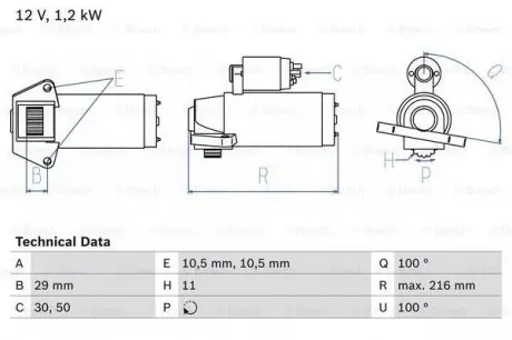 Стартер 12В 1.2кВт FORD C-Max/Focus \'\'1.8 BOSCH 0986028010