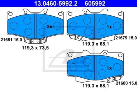 Гальмівні колодки, дискові 13.0460-5992.2 ATE 13046059922