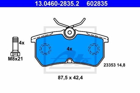 Колодки тормозные дисковые 13.0460-2835.2 ATE 13046028352