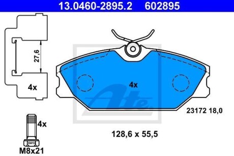 Гальмівні колодки, дискові 13.0460-2895.2 ATE 13046028952