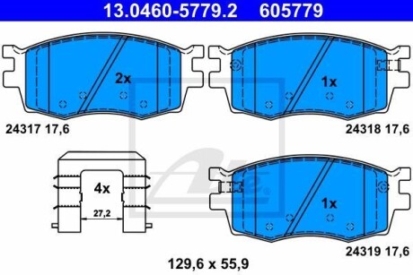 Гальмівні колодки, дискові 13.0460-5779.2 ATE 13046057792