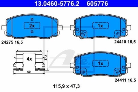 Гальмівні колодки, дискові 13.0460-5776.2 ATE 13046057762