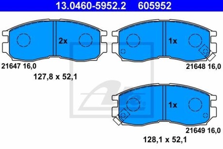 Гальмівні колодки, дискові 13.0460-5952.2 ATE 13046059522