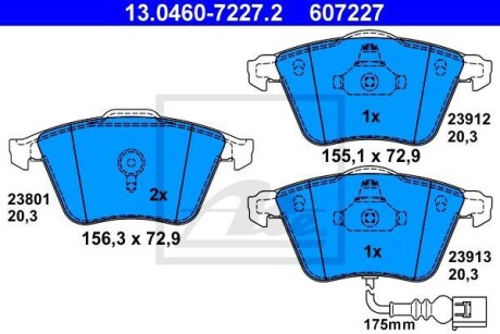 Гальмівні колодки, дискові 13.0460-7227.2 ATE 13046072272