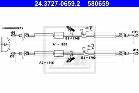 Трос зупиночних гальм 24.3727-0659.2 ATE 24372706592