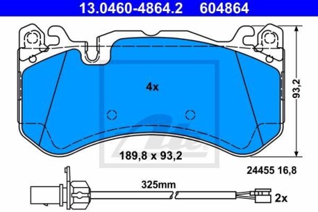 Гальмівні колодки, дискові 13.0460-4864.2 ATE 13046048642