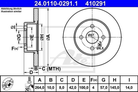 Гальмівний диск 24.0110-0291.1 ATE 24011002911