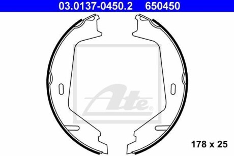 Колодки ручного тормоза ATE 03013704502