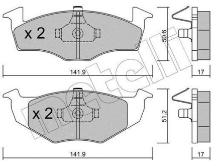 Колодки гальмівні (передні) Seat Cordoba/Ibiza 02-09/Skoda Fabia 99-08/VW Polo 94-12/Lupo 98-05/Fox METELLI 22-0206-0