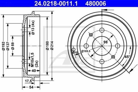 Гальмівний барабан 24.0218-0011.1 ATE 24021800111