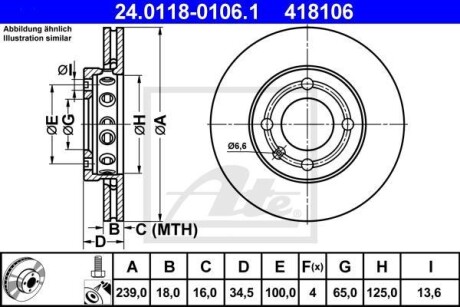 Гальмівний диск 24.0118-0106.1 ATE 24011801061