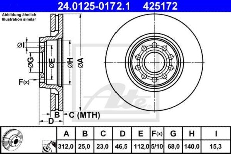 Гальмівний диск 24.0125-0172.1 ATE 24012501721