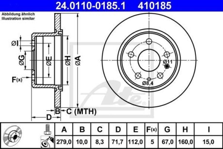 Гальмівний диск 24.0110-0185.1 ATE 24011001851