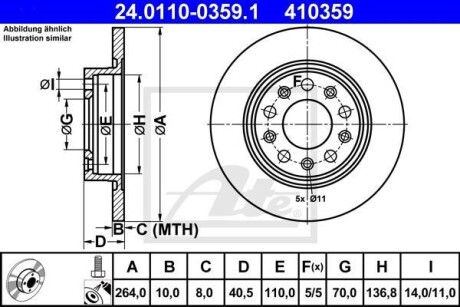 Гальмівний диск 24.0110-0359.1 ATE 24011003591