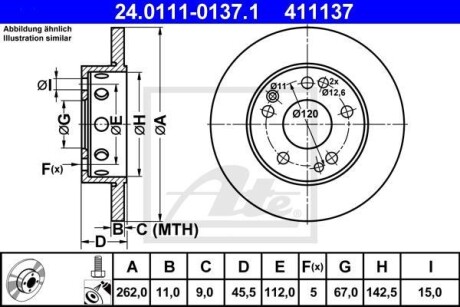 Гальмівний диск 24.0111-0137.1 ATE 24011101371