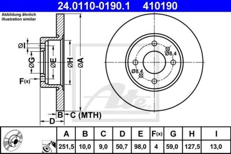 Гальмівний диск 24.0110-0190.1 ATE 24011001901