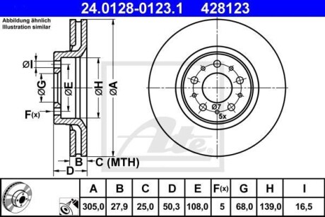 Гальмівний диск 24.0128-0123.1 ATE 24012801231