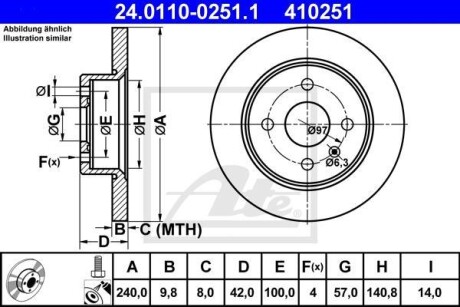 Гальмівний диск 24.0110-0251.1 ATE 24011002511