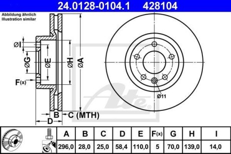 Гальмівний диск 24.0128-0104.1 ATE 24012801041